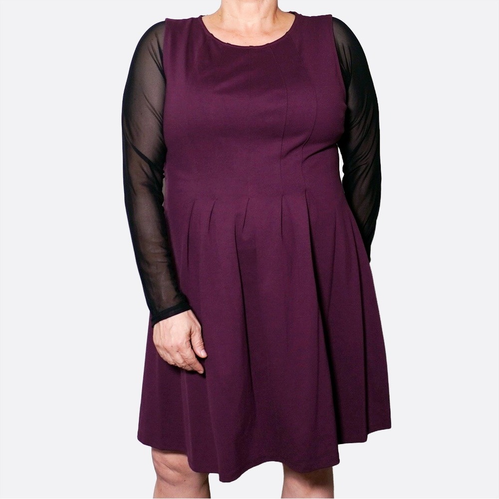 Monteau Stretchy Pleated Dress 1X XL Fit & Flare Business Casual Quiet Luxury‎